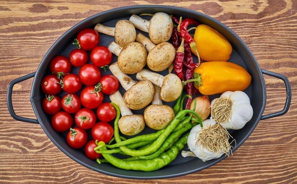 tray of healthy foods including garlic